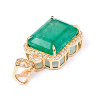 4.49 Ct Octagon Natural Emerald 14K Gold Pendant