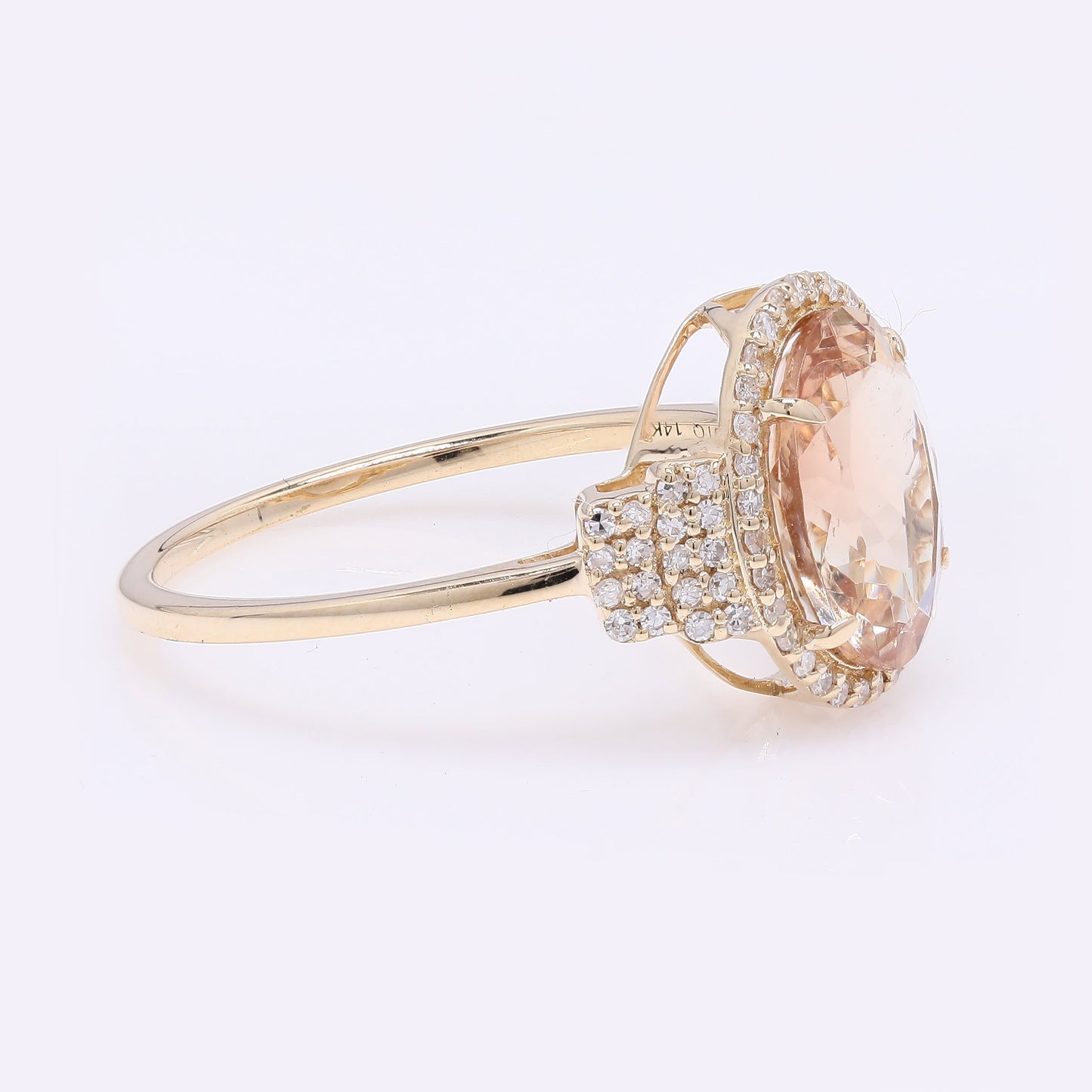 2.41 Ct Oval Mixed Cut Natural Plagioclase Feldspar Sunstone 14K Gold Ring