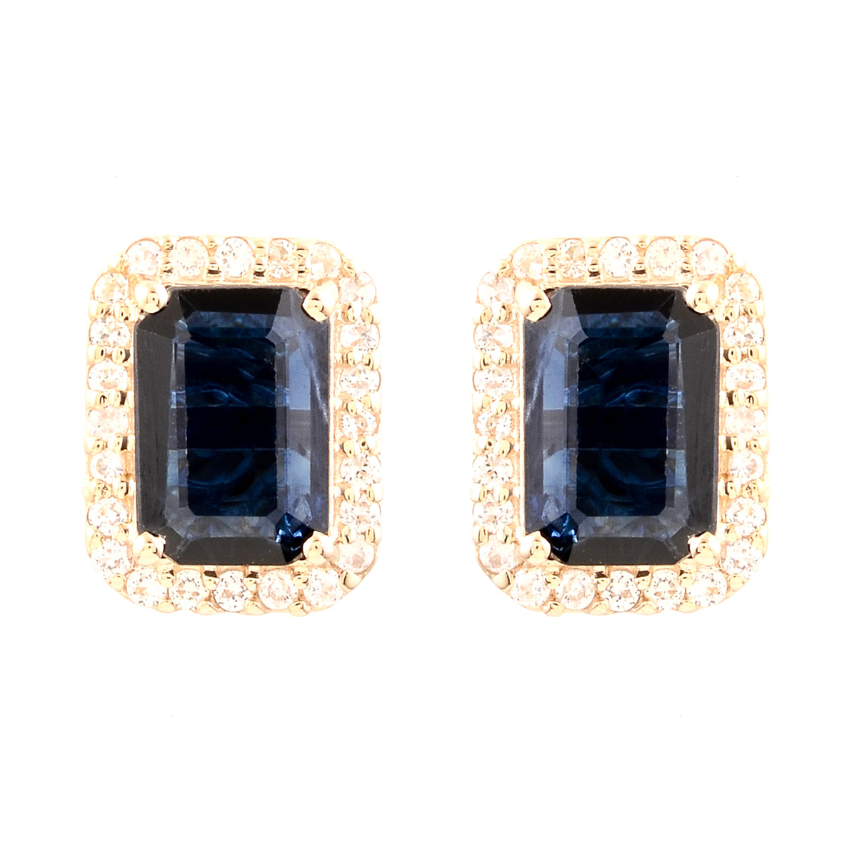 2.04 Ct Octagon Sapphire 14K Gold Earrings