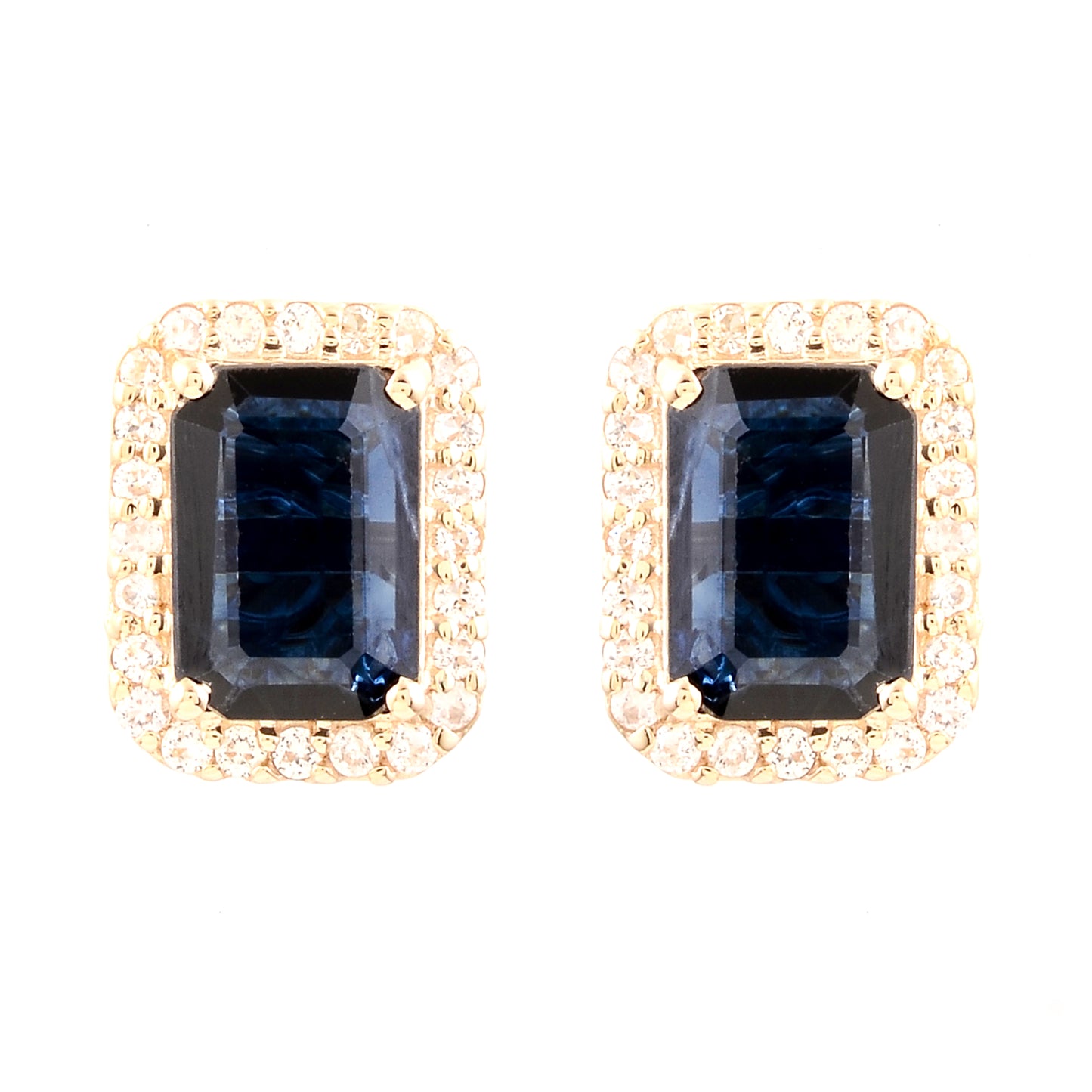 2.04 Ct Octagon Sapphire 14K Gold Earrings