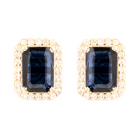 2.04 Ct Octagon Sapphire 14K Gold Earrings