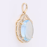 2.70 Ct Oval Mixed Cut Natural Aquamarine 14K Gold Pendant