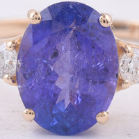 2.60 Ct Oval Natural Tanzanite 14K Gold Ring