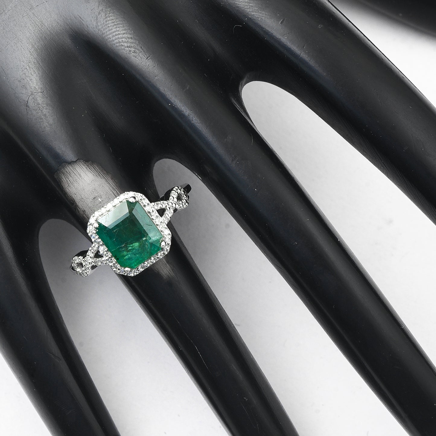 1.87 Ct Octagon Mixed Cut Natural Emerald 950 Platinum Ring