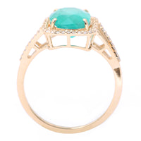 2.73 Ct Oval Mixed Cut Natural Emerald 14K Gold Ring