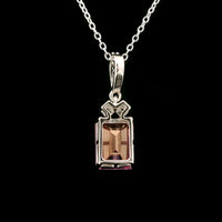 3.08 Ct Octagon Pink Topaz, White Zircon 925 Sterling Silver Pendant