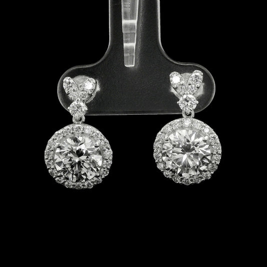 3.66 Carats Lab Grown Diamond 14K Gold Earrings