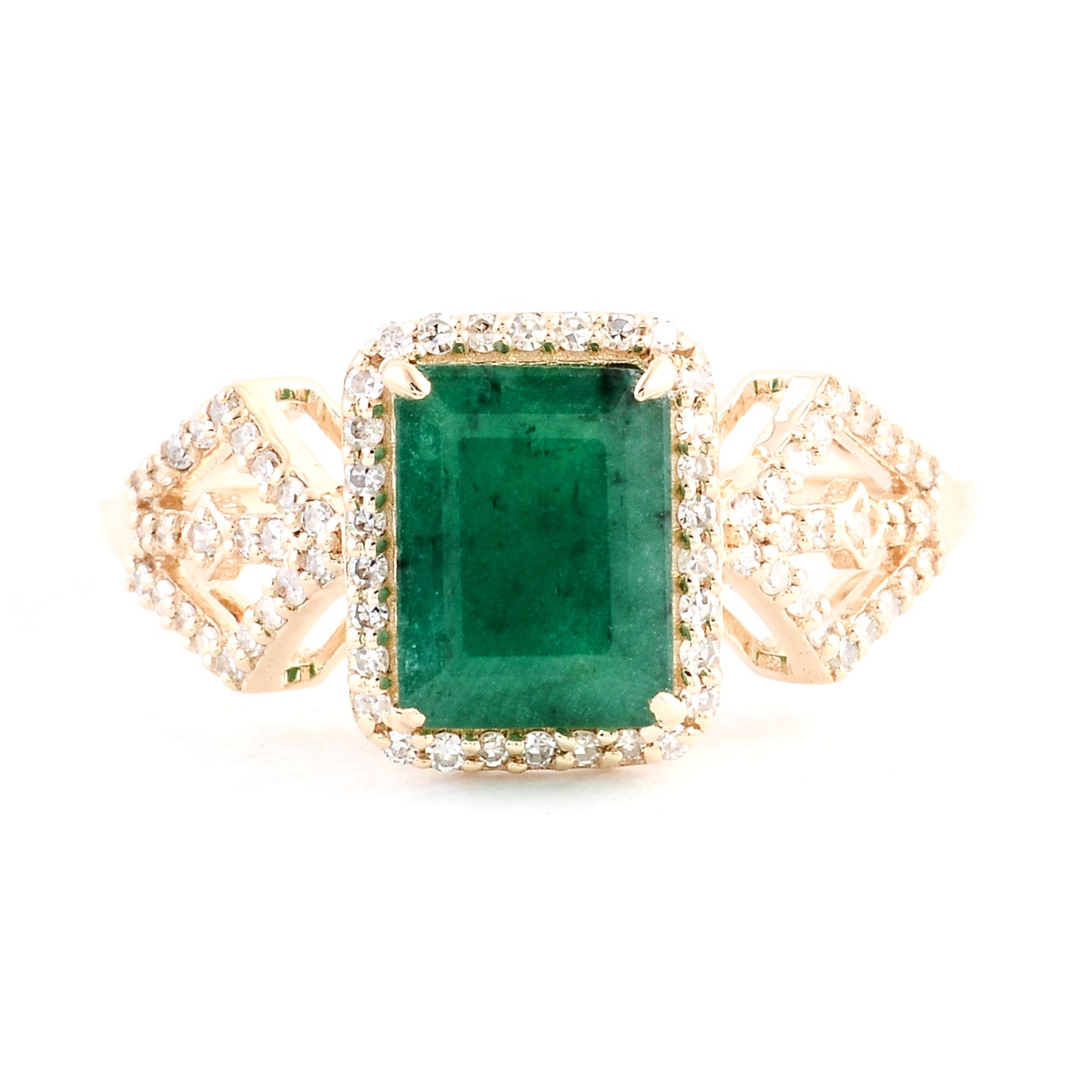 2.02 Ct Emerald Cut Natural Beryl Emerald 14K Gold Ring