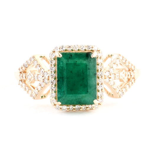2.02 Ct Emerald Cut Natural Beryl Emerald 14K Gold Ring