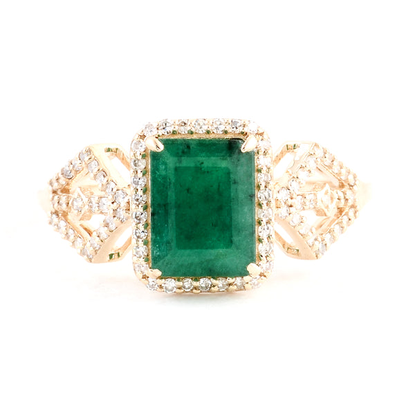 2.02 Ct Emerald Cut Natural Beryl Emerald 14K Gold Ring