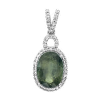 3.02 Ct Oval Mixed Cut Natural Green Sapphire 950 Platinum Pendant