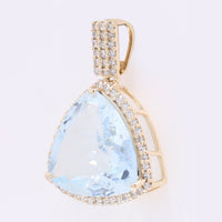 4.53 Ct Triangle Mixed Cut Natural Aquamarine 14K Gold Pendant