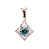 0.92 Ct Round Blue Diamond 14K Gold Pendant