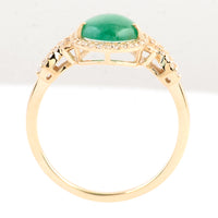 1.73 Ct Pear Cabochon Natural Beryl Emerald 14K Gold Ring