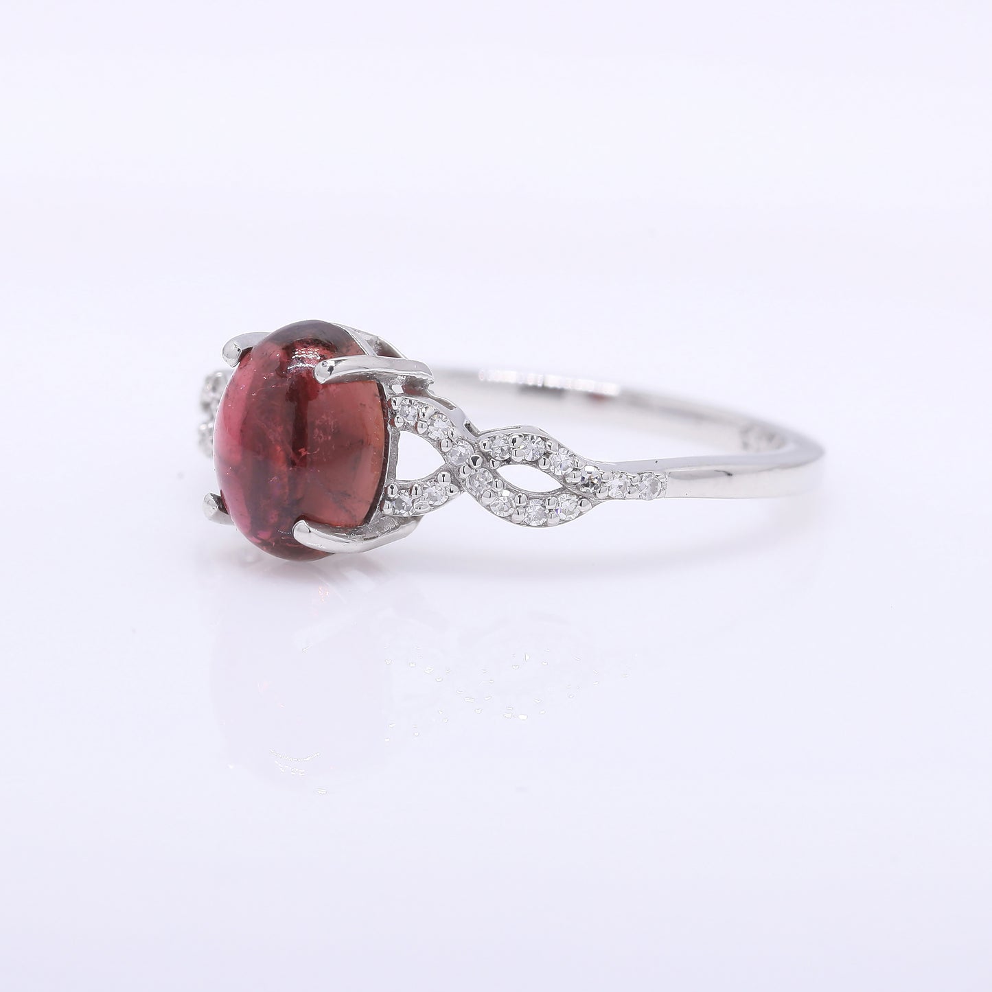 1.75 Ct Oval Cabochon Cut Natural Tourmaline 950 Platinum Ring