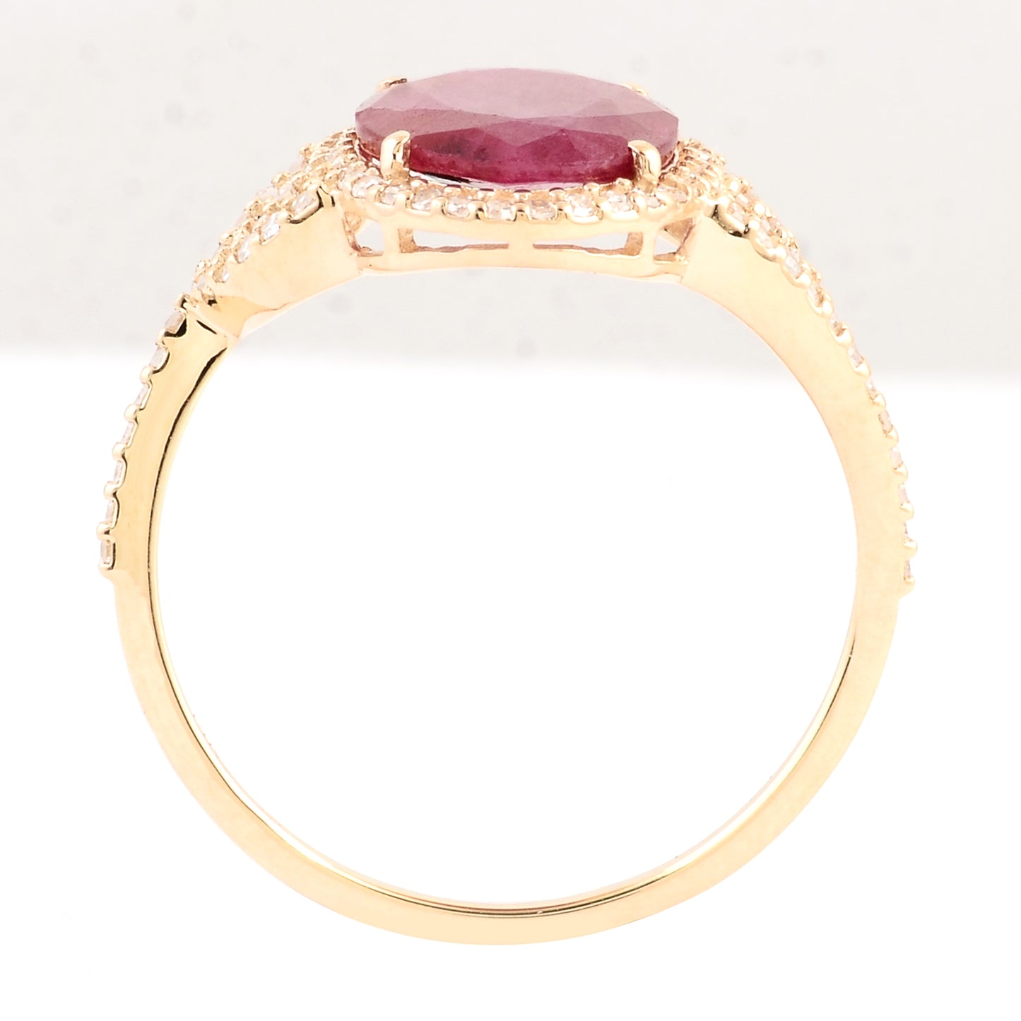 2.55 Ct Oval Mixed Cut Natural Corundum Ruby 14K Gold Ring