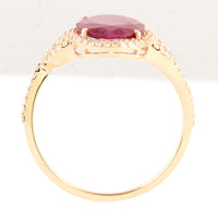2.55 Ct Oval Mixed Cut Natural Corundum Ruby 14K Gold Ring