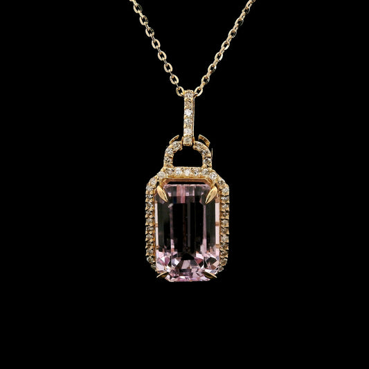 5.51 Ct Octagon Kunzite 14K Gold Pendant