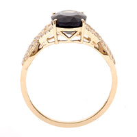 3.02 Ct Oval Natural Sapphire 14K Gold Ring