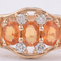 1.12 Ct Oval Natural Orange Sapphire 14K Gold Ring