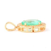 2.31 Ct Oval Mixed Cut Natural Emerald 14K Gold Pendant