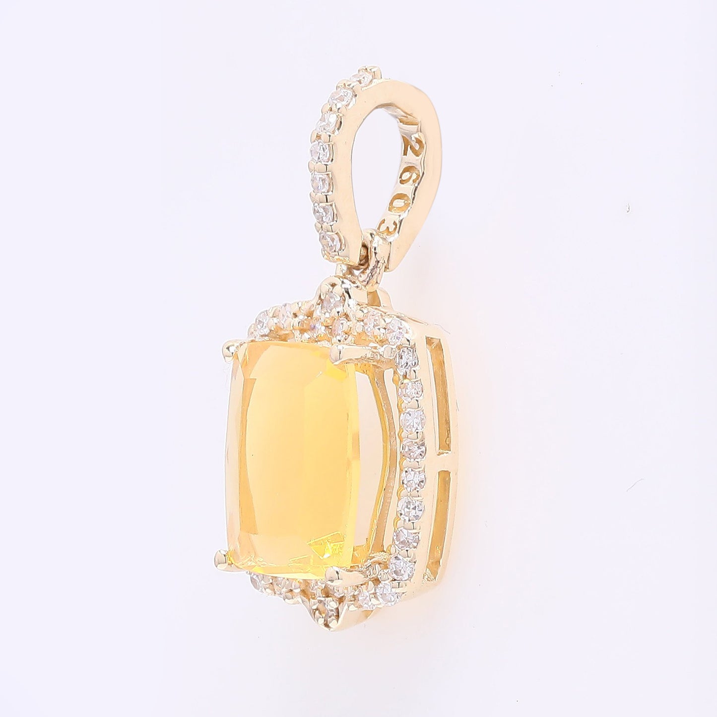 1.09 Ct Cushion Mixed Cut Natural Fire Opal 14K Gold Pendant