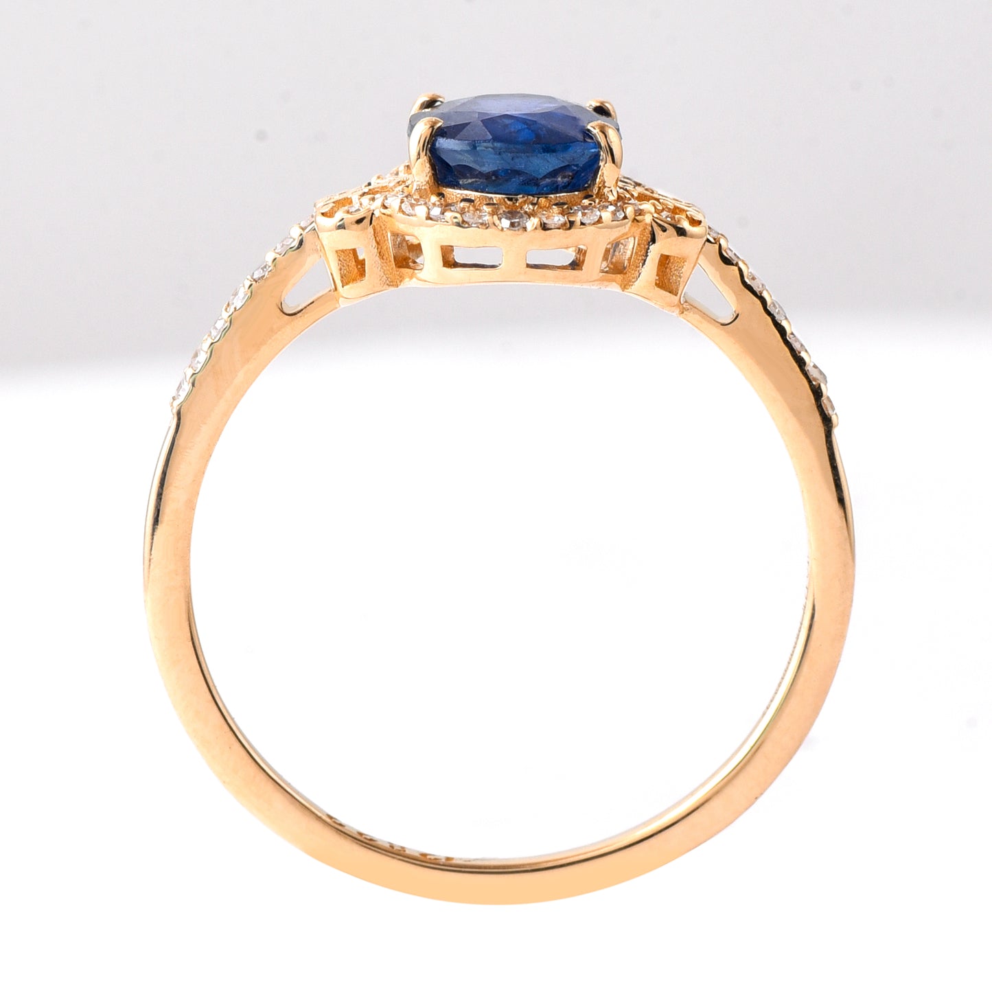 1.53 Ct Oval Mixed Cut Natural Sapphire 14K Gold Ring