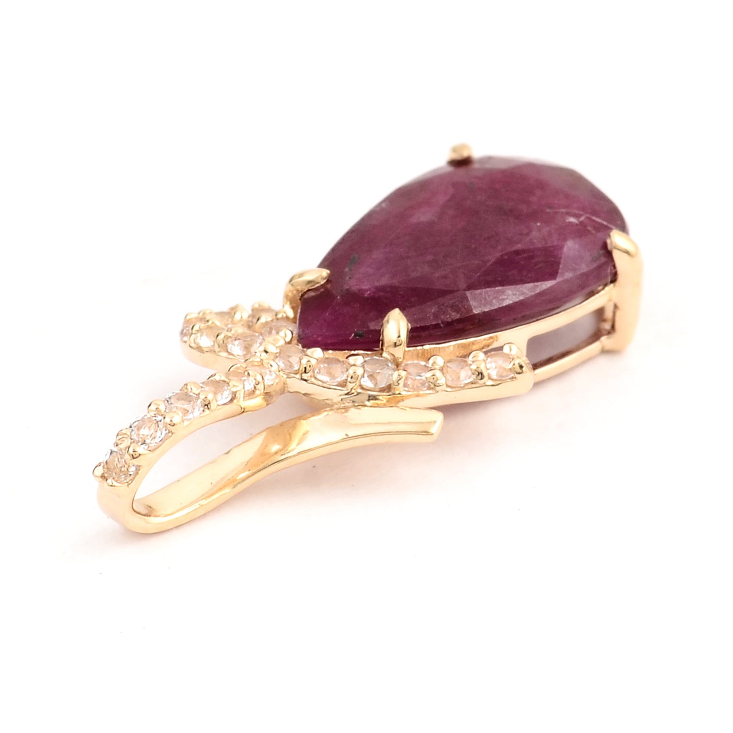 2.88 Ct Pear Ruby 14K Gold Pendant