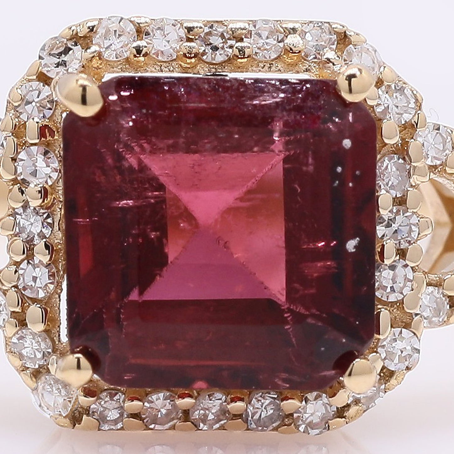 1.59 Ct Octagon Step Cut Natural Rubellite 14K Gold Ring