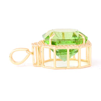 10.39 Ct Octagon Natural Eridot 14K Gold Pendant