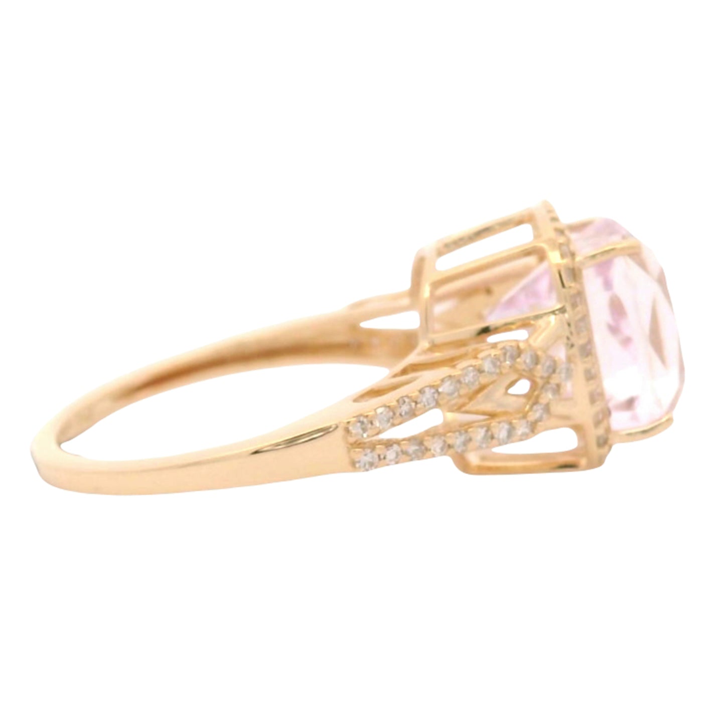 5.36 Ct Cushion Kunzite 14K Gold Ring