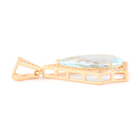 2.44 Ct Pear Mixed Cut Natural Aquamarine 14K Gold Pendant