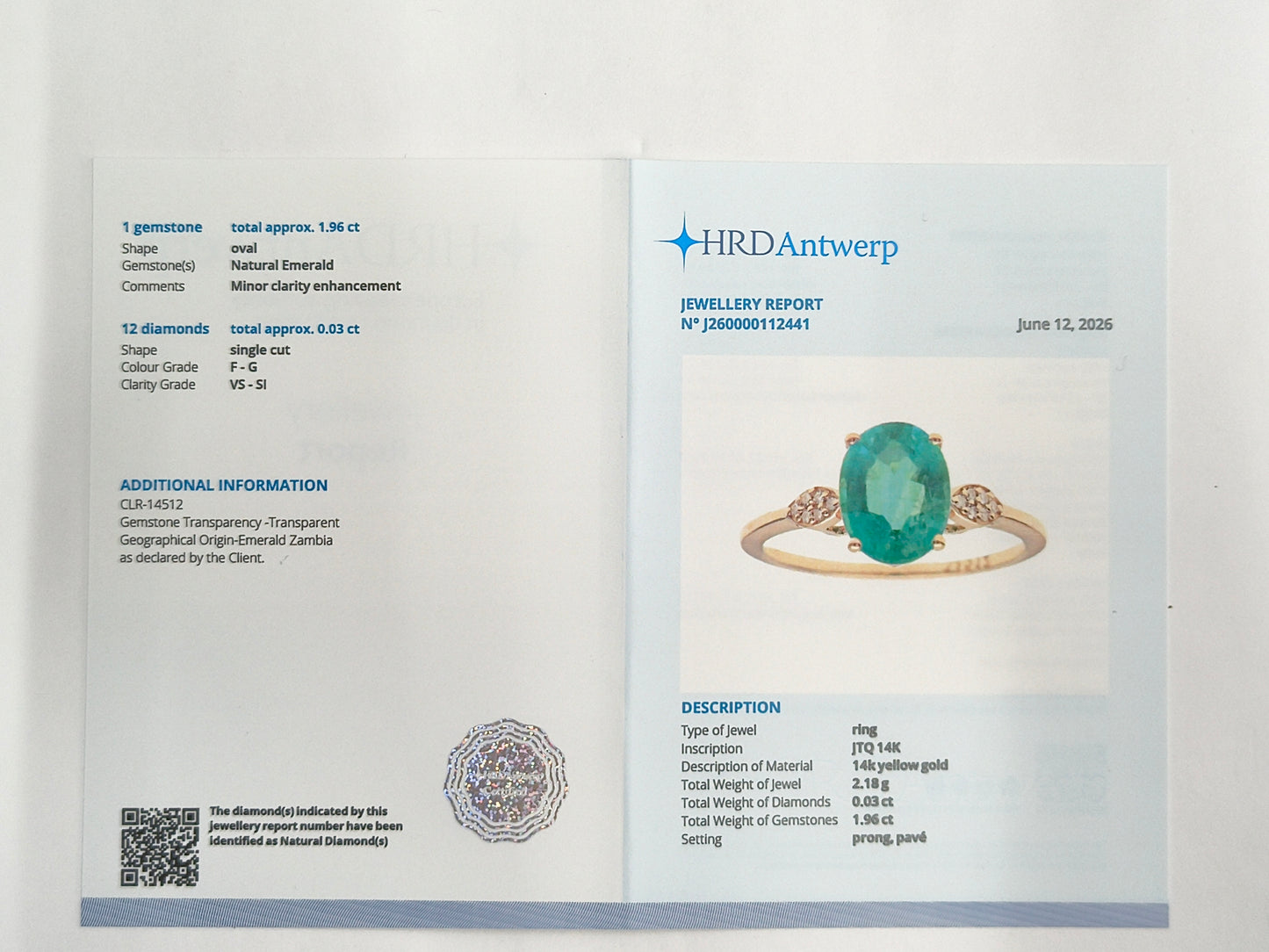 1.99 Ct Oval Natural Emerald 14K Gold Ring