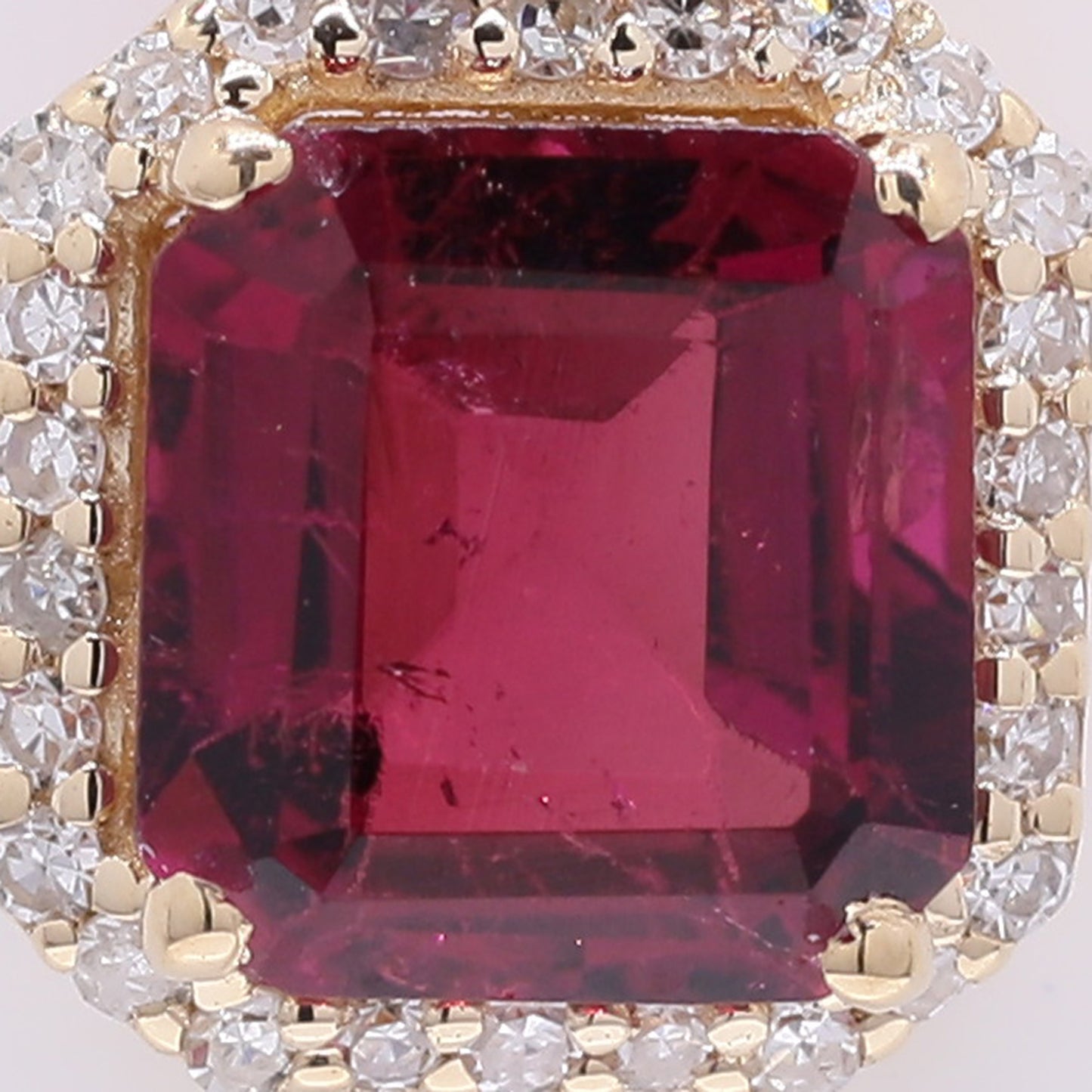 1.23 Ct Octagon Step Cut Natural Rubellite 14K Gold Pendant