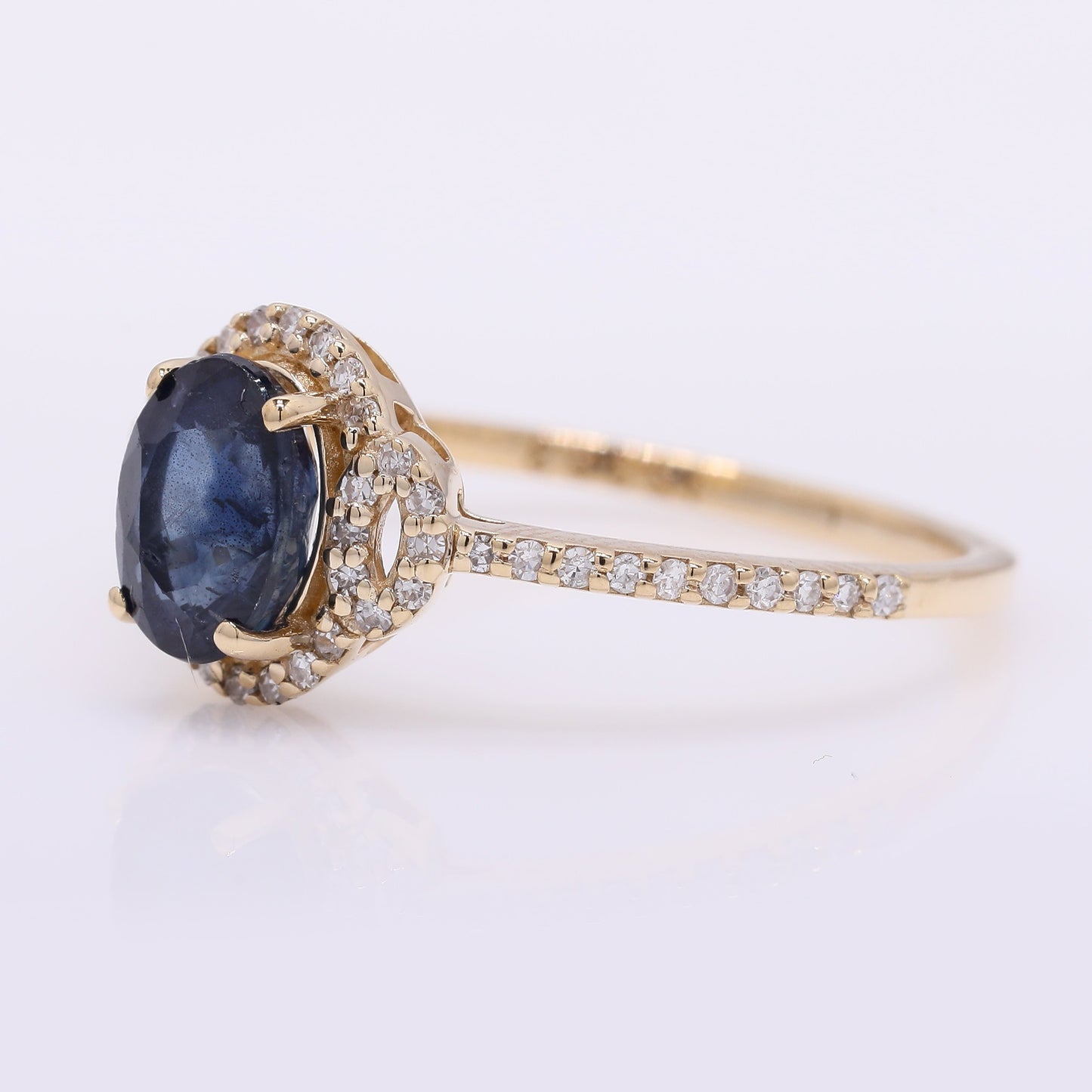 1.45 Ct Oval Mixed Cut Natural Sapphire 14K Gold Ring