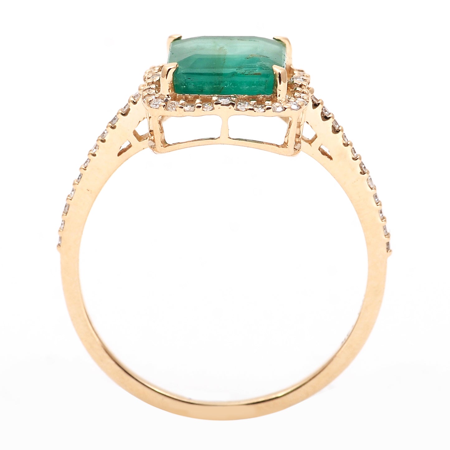 1.94 Ct Octagon Step Cut Natural Emerald 14K Gold Ring