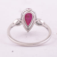 1.35 Ct Pear Mixed Cut Natural Ruby 950 Platinum Ring
