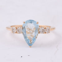 2.24 Ct Pear Natural Aquamarine 14K Gold Ring