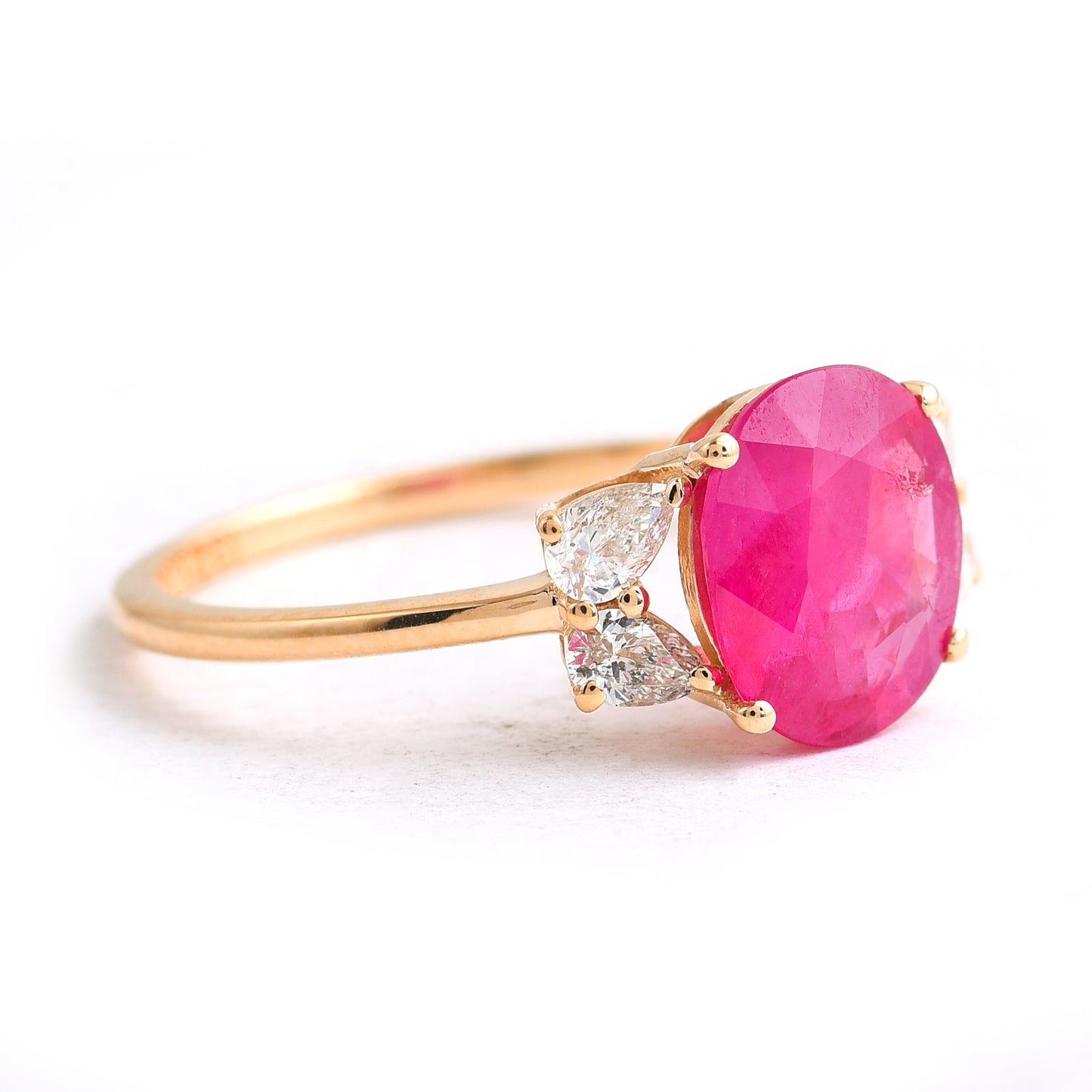 1.48 Ct Oval Mixed Cut Natural Ruby 14K Gold Ring