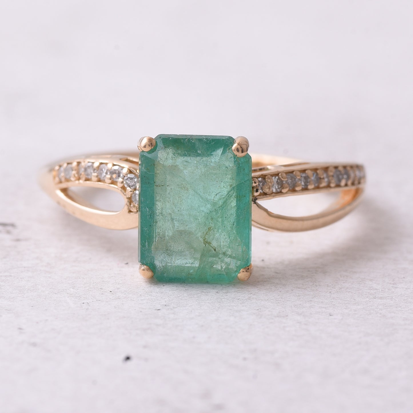 2.03 Ct Octagon Step Cut Natural Emerald 14K Gold Ring
