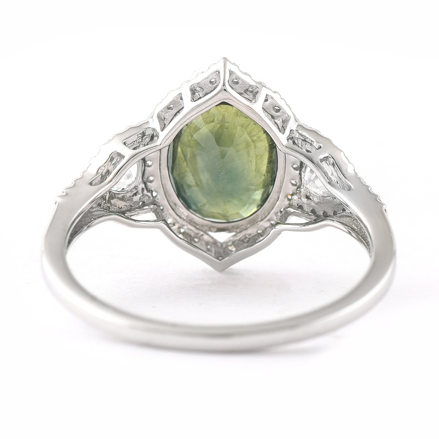 3.53 Ct Oval Mixed Cut Natural Green Sapphire 950 Platinum Ring