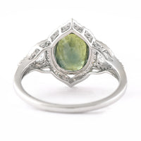 3.53 Ct Oval Mixed Cut Natural Green Sapphire 950 Platinum Ring