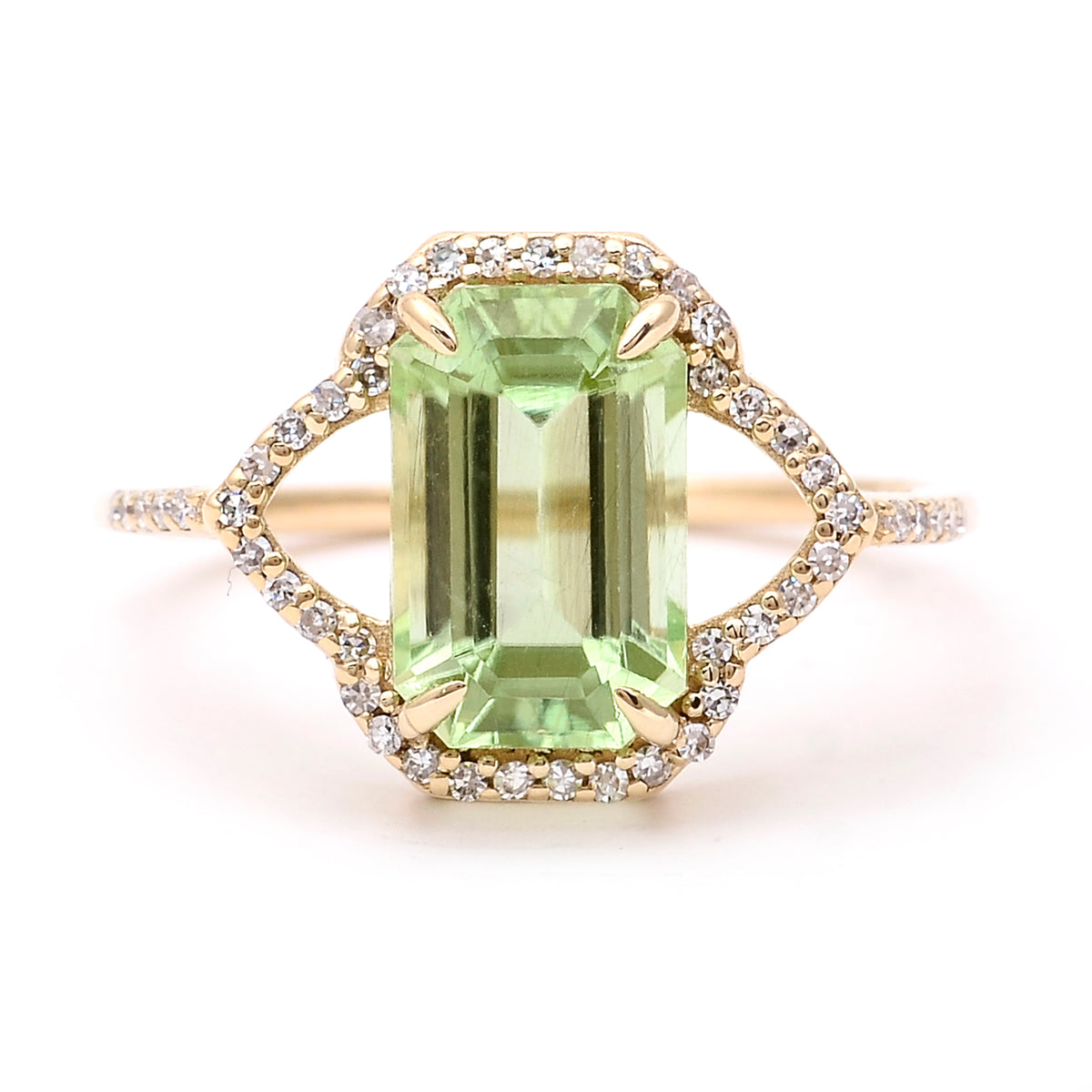 2.78 Ct Octagon Natural Eridot 14K Gold Ring