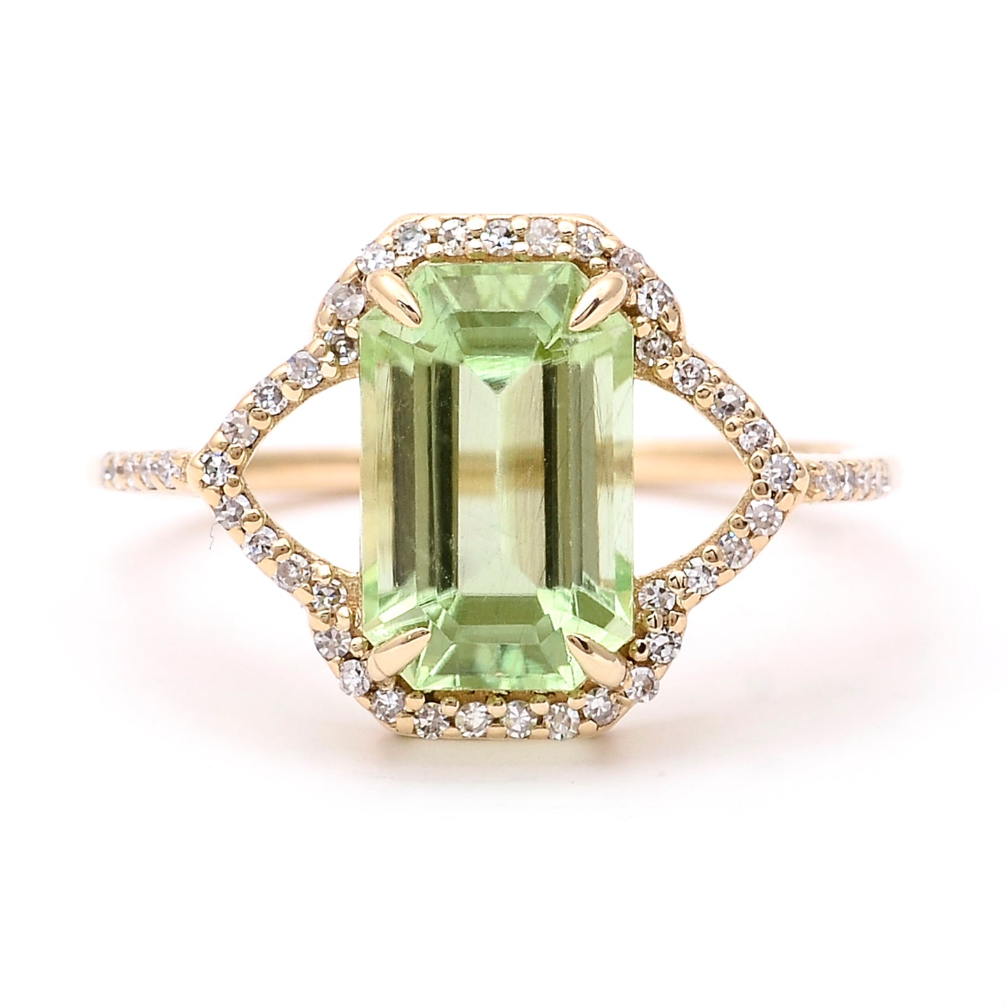 2.78 Ct Octagon Natural Eridot 14K Gold Ring