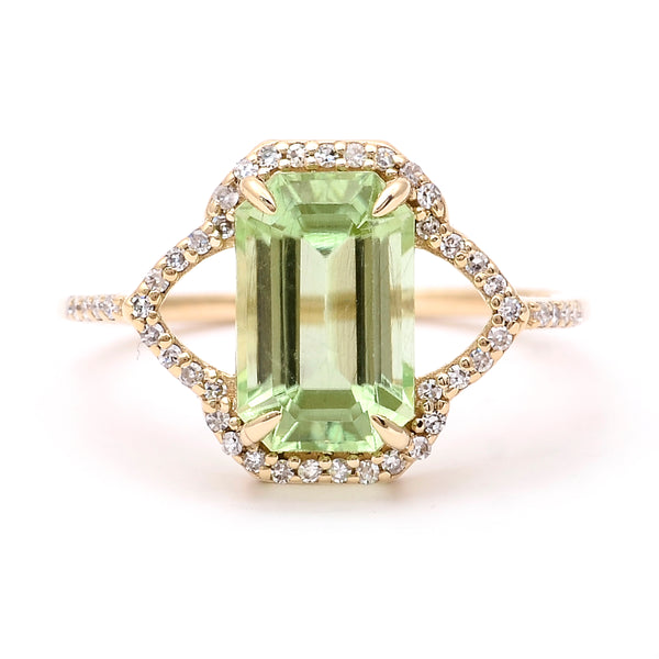 2.78 Ct Octagon Natural Eridot 14K Gold Ring
