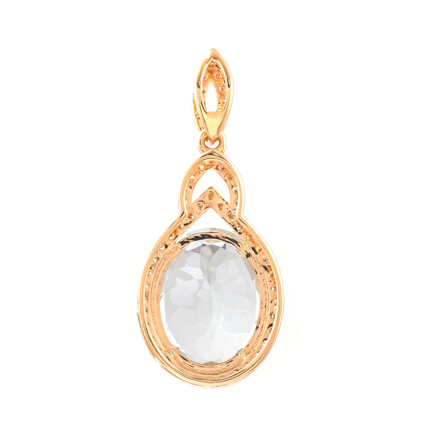 3.01 Ct Oval Mixed Cut Natural Aquamarine 14K Gold Pendant