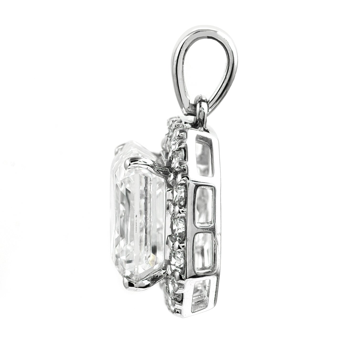 3.47 Ct Square Emerald Cut Lab Grown Diamond 14K Gold Pendant