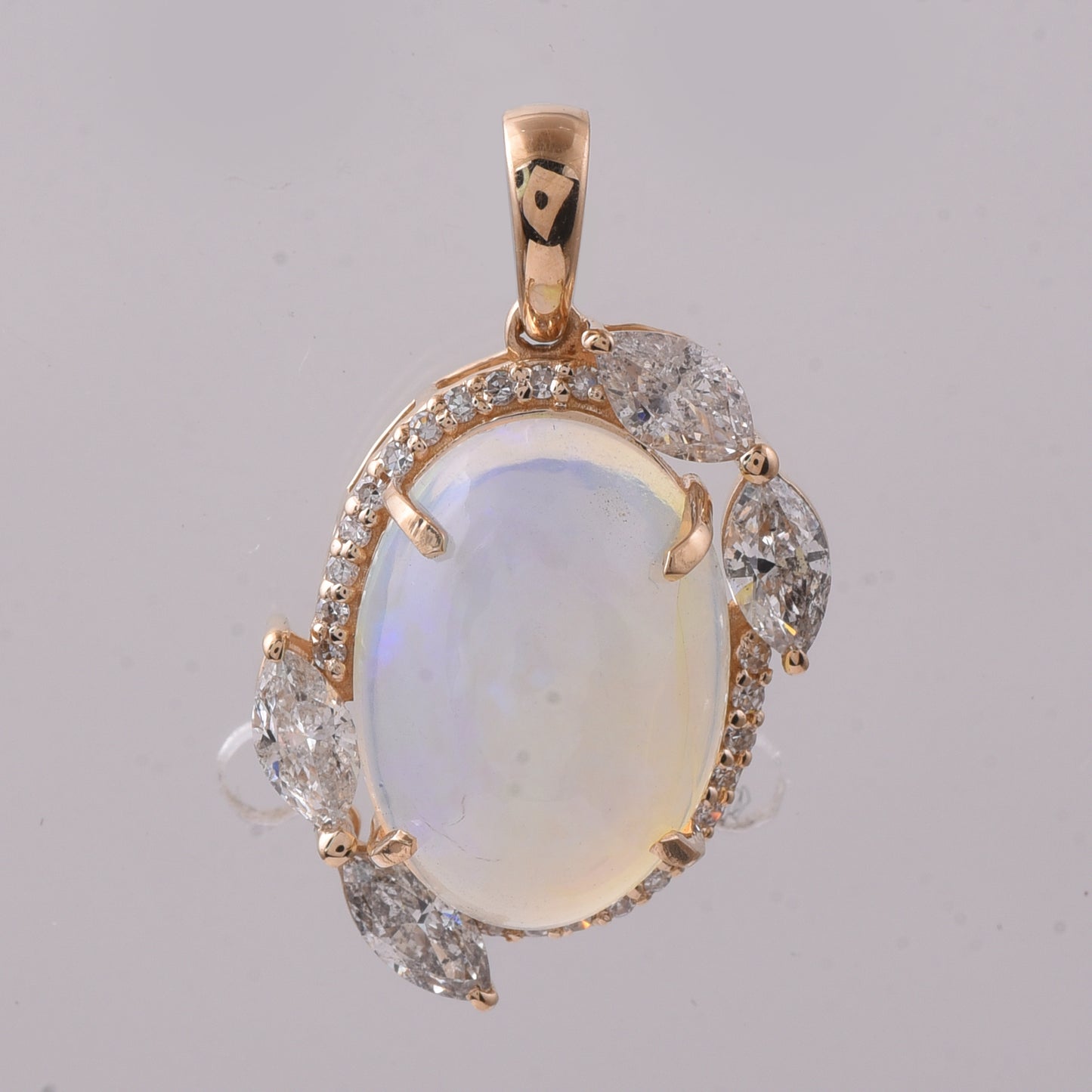 3.55 Ct Oval Cabochon Cut Natural Opal 14K Gold Pendant