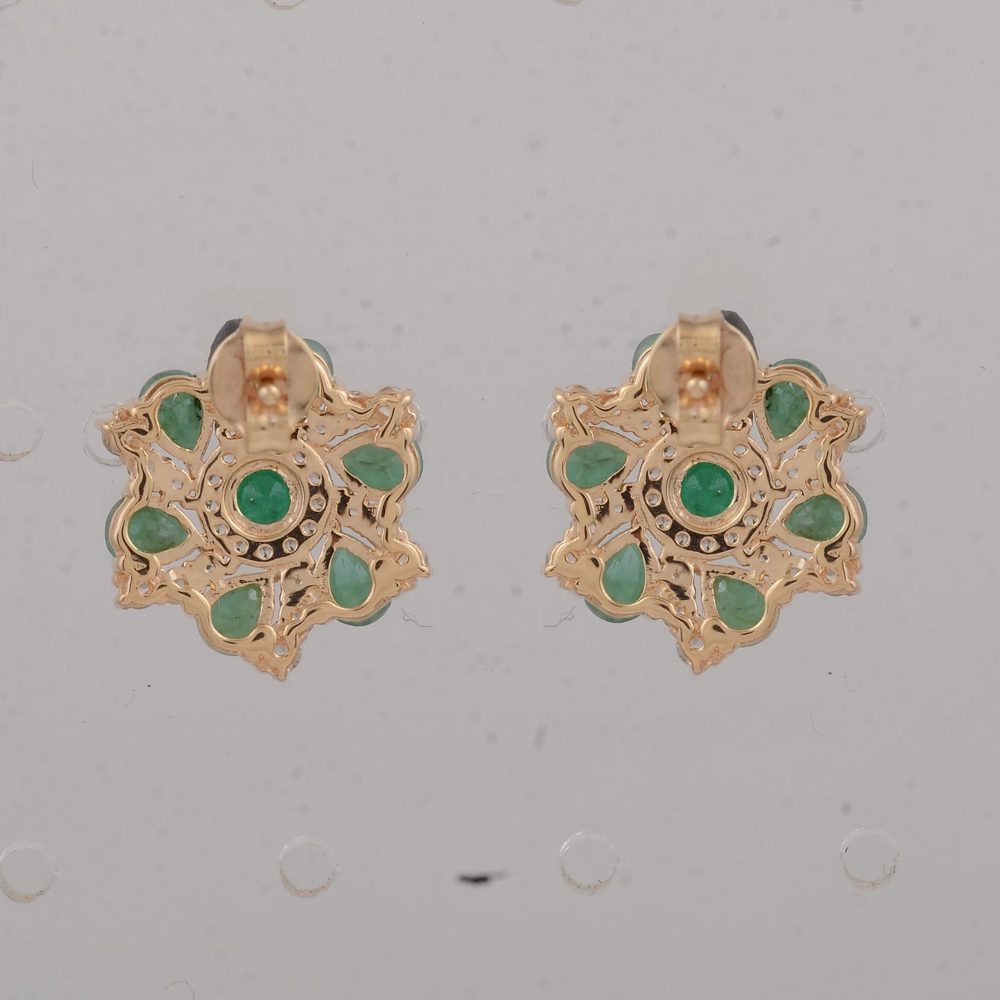 2.71 Ct Round Emerald 14K Gold Earrings