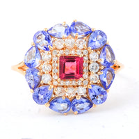 2.60 Ct Square Rubellite 14K Gold Ring
